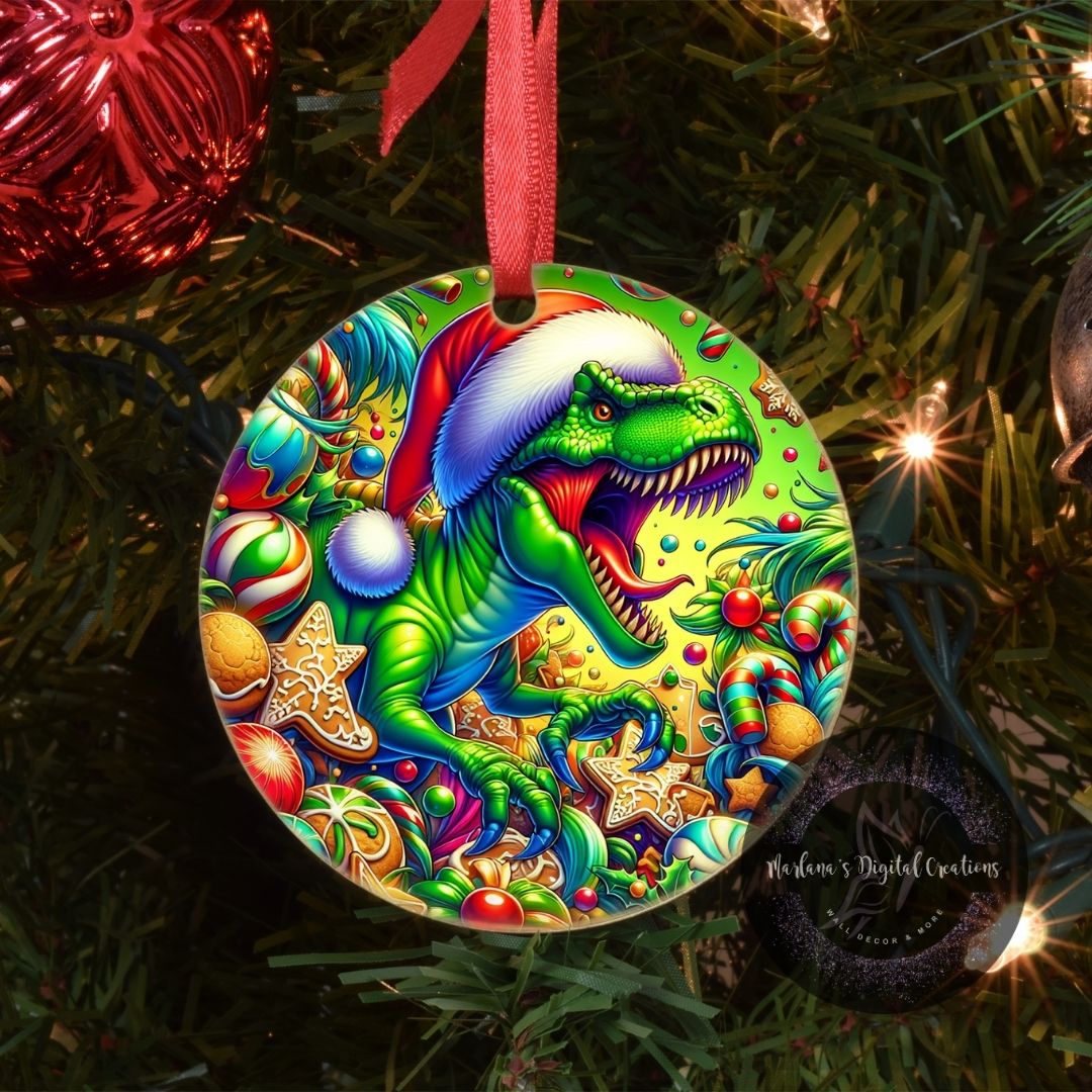 Christmas Dinosaur 28 - Ornament