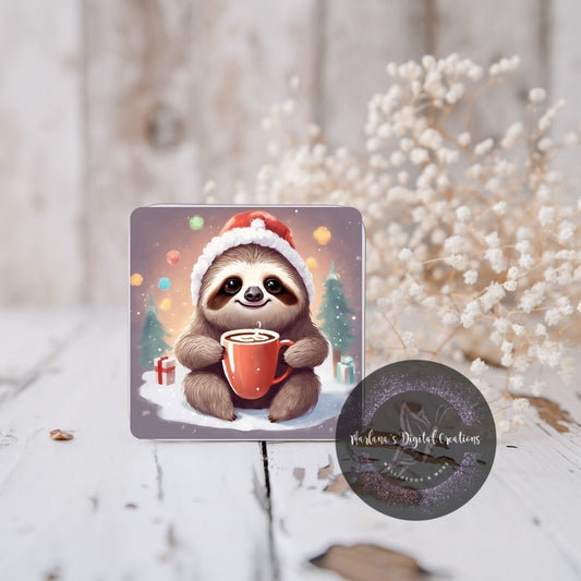 Christmas Sloth 4 Coaster