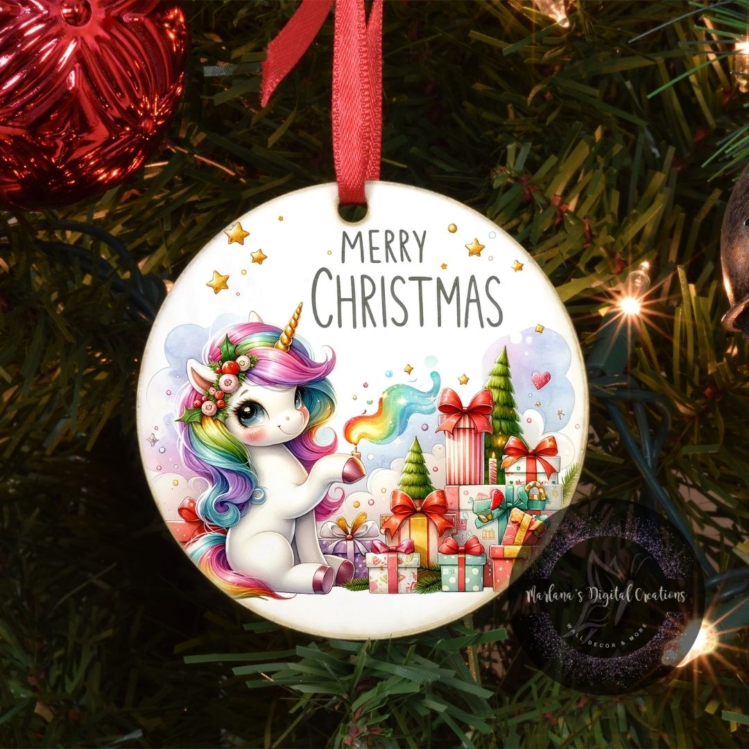 Christmas Unicorn 23 - Ornament