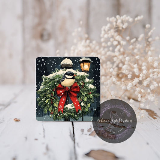 Christmas Wreath and Bird 1 Coaster