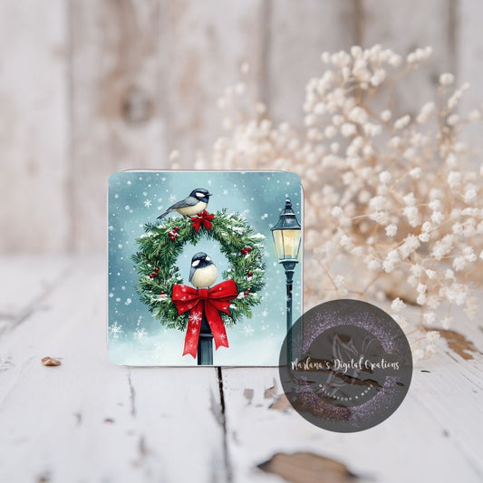 Christmas Wreath and Bird 2 Coaster