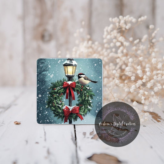 Christmas Wreath & Bird 4 Coaster