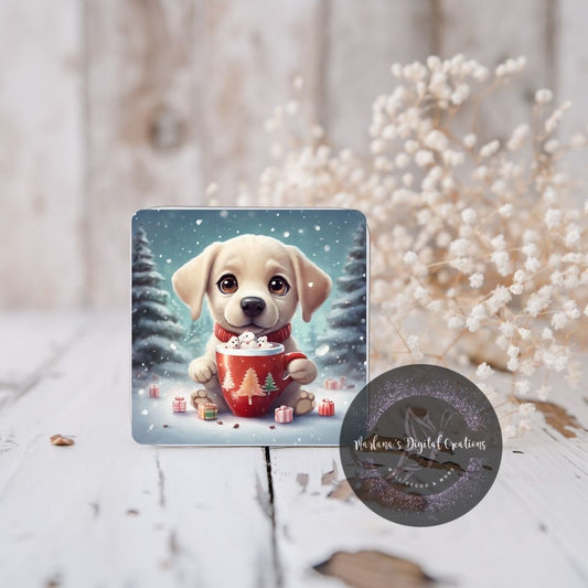 Christmas Yellow Lab 13 Coaster