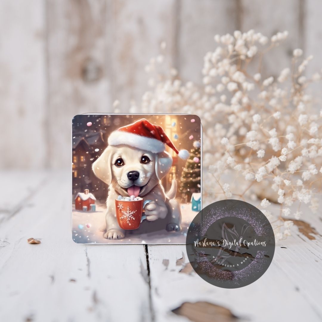 Christmas Yellow Lab 14 Coaster