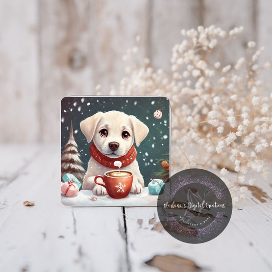 Christmas Yellow Lab 15 Coaster