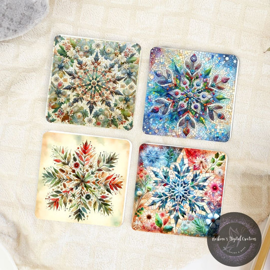 Colorful Snowflake Coaster Set