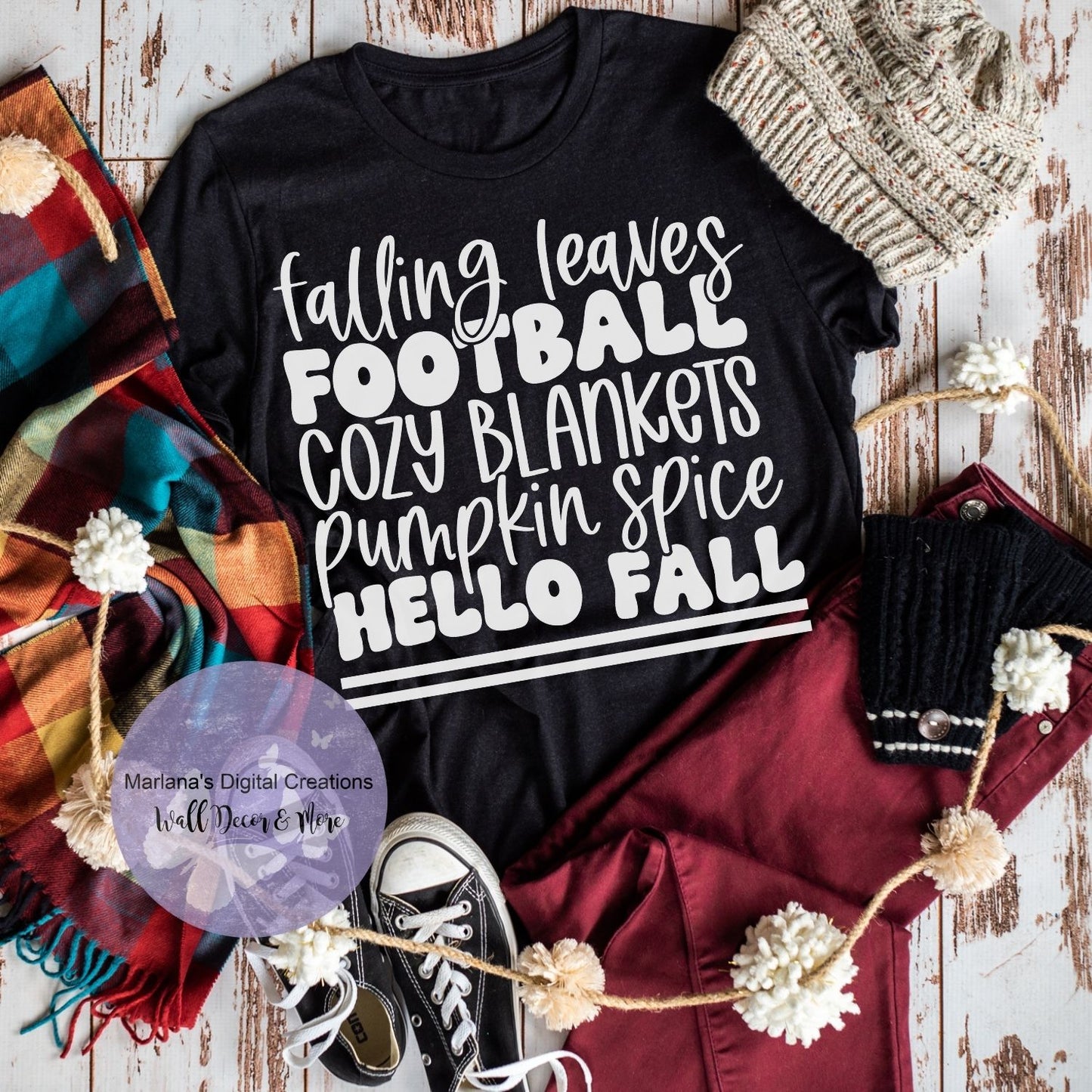 Falling Leaves Football Cozy Blankets Pumpkin Spice Hello Fall HMD