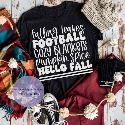 Falling Leaves Football Cozy Blankets Pumpkin Spice Hello Fall HMD