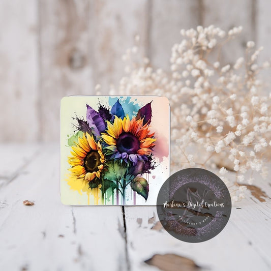 Rainbow Sunflower 1 Coaster