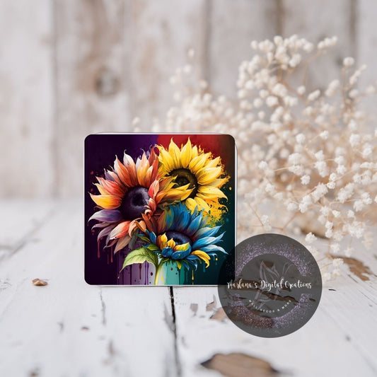 Rainbow Sunflower 2 Coaster