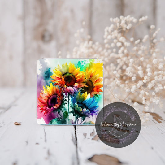 Rainbow Sunflower 4 Coaster