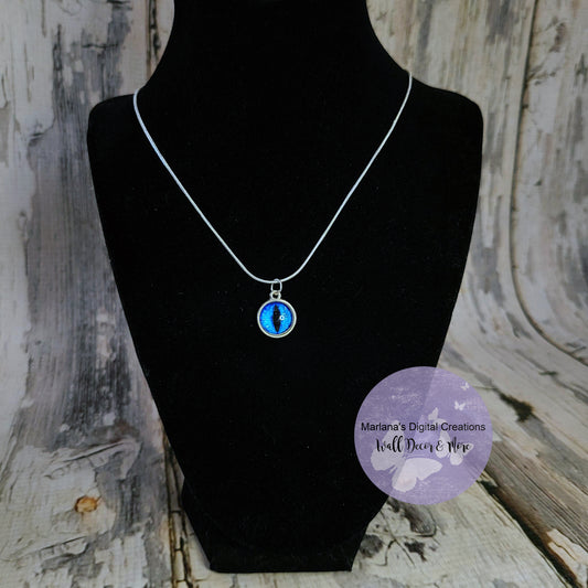 Blue Cat Eye Cabochon Necklace