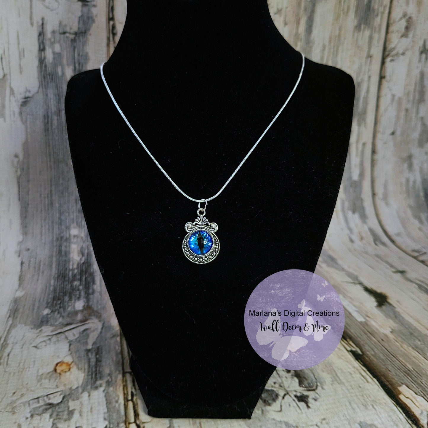 Blue Cat Eye Fancy Pendant Necklace