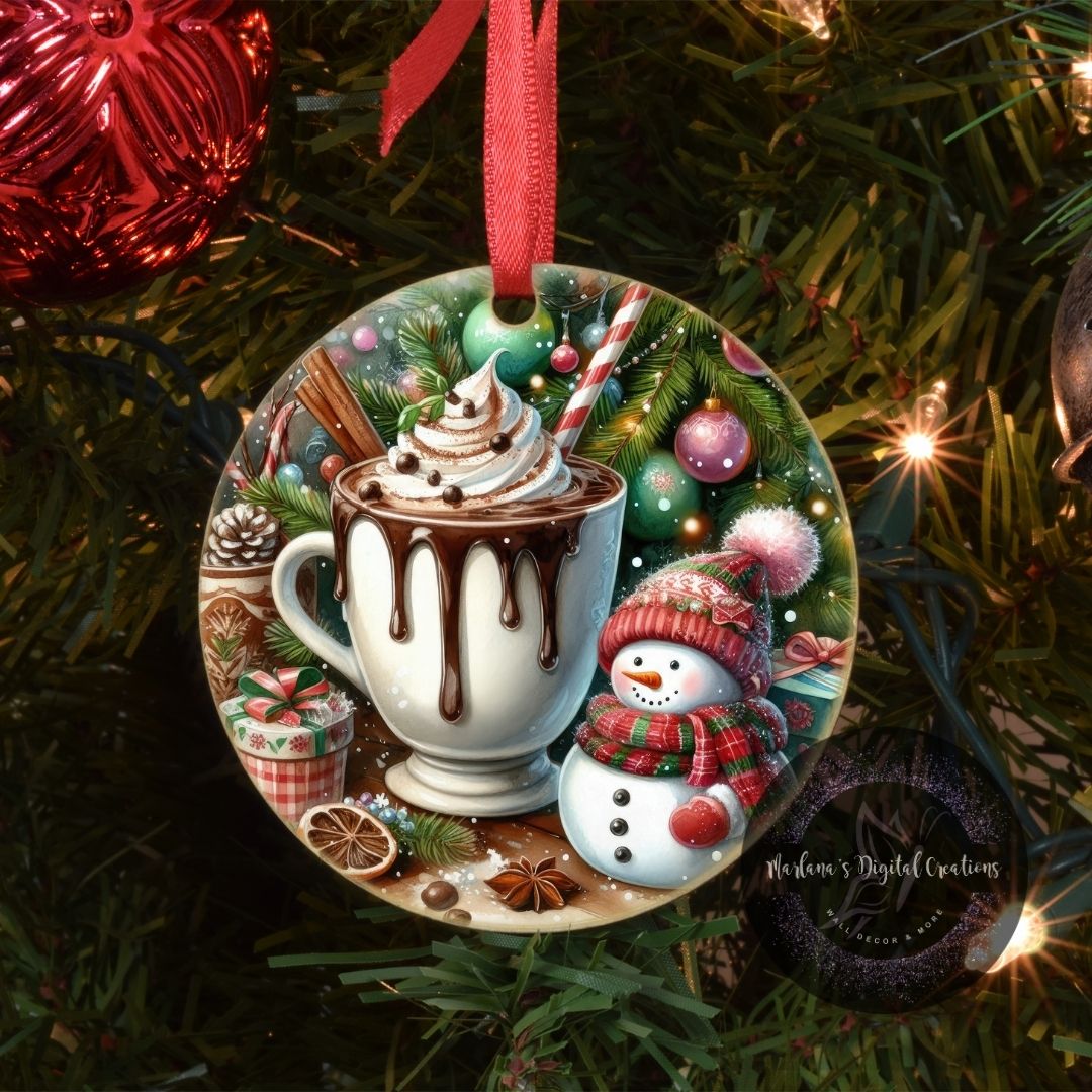 Christmas Cocoa Snowman A1 - Ornament