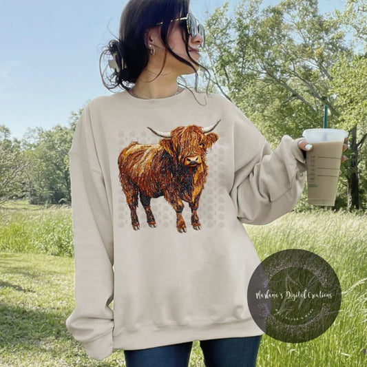 Faux Rhinestone Highland Cow CPC