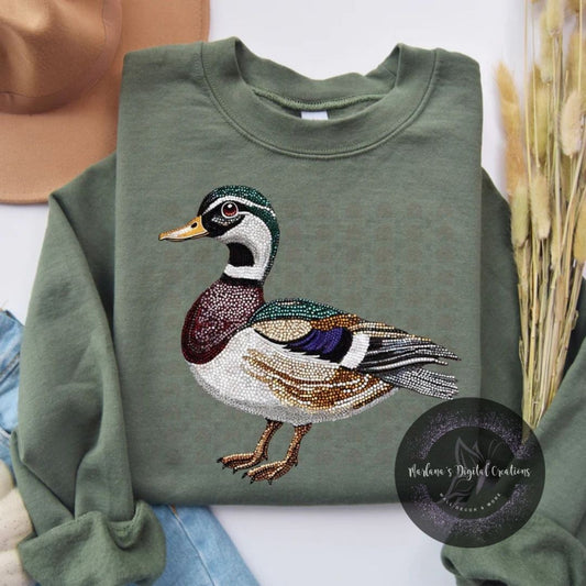 Faux Rhinestone Wood Duck CPC
