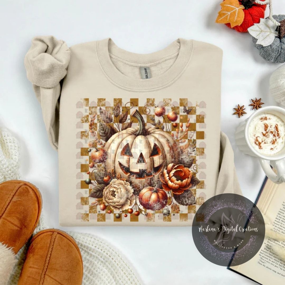 Grunge Pumpkin With Flowers CPC