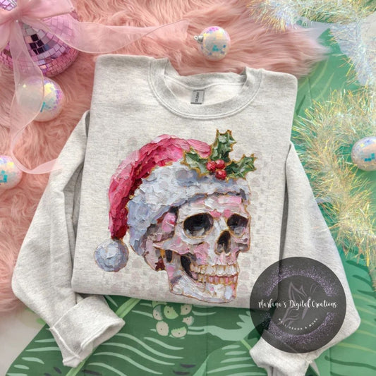 Hand Painted Christmas Skull CPC
