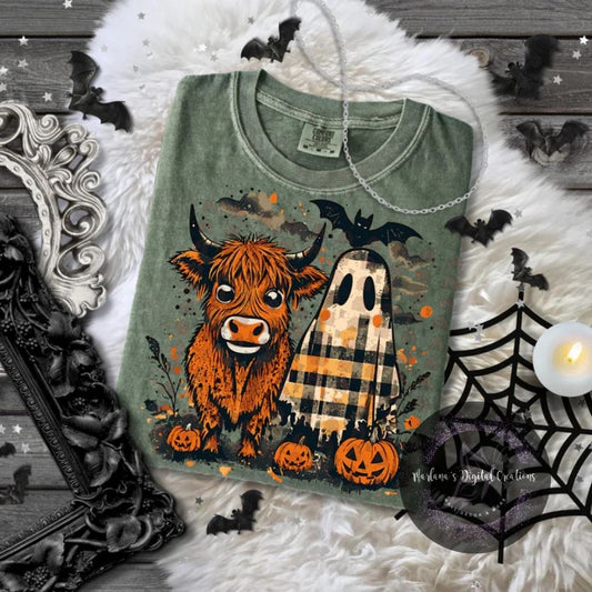 Highland Cow & Ghost Halloween