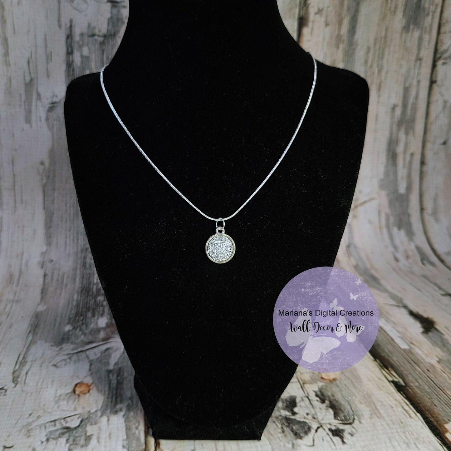 Light Silver Druzy Necklace