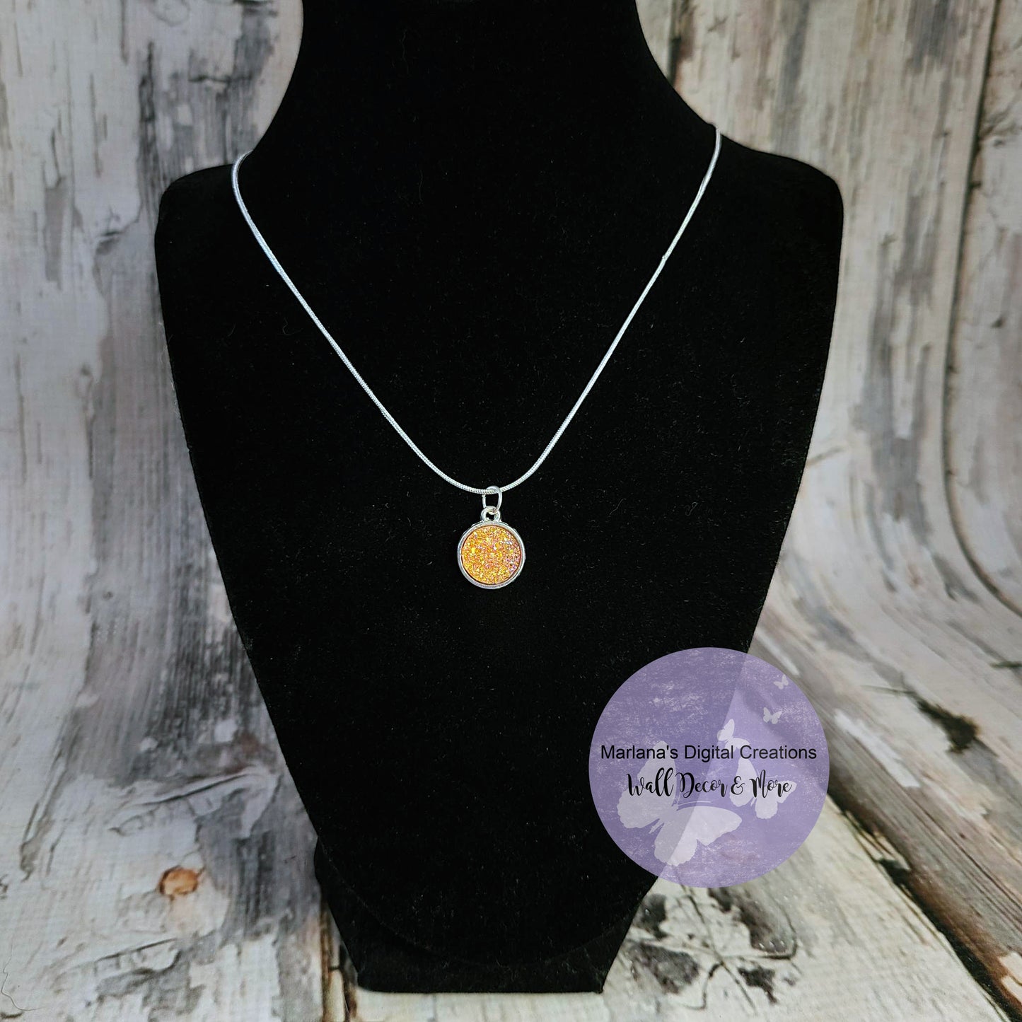 Orange Druzy Necklace