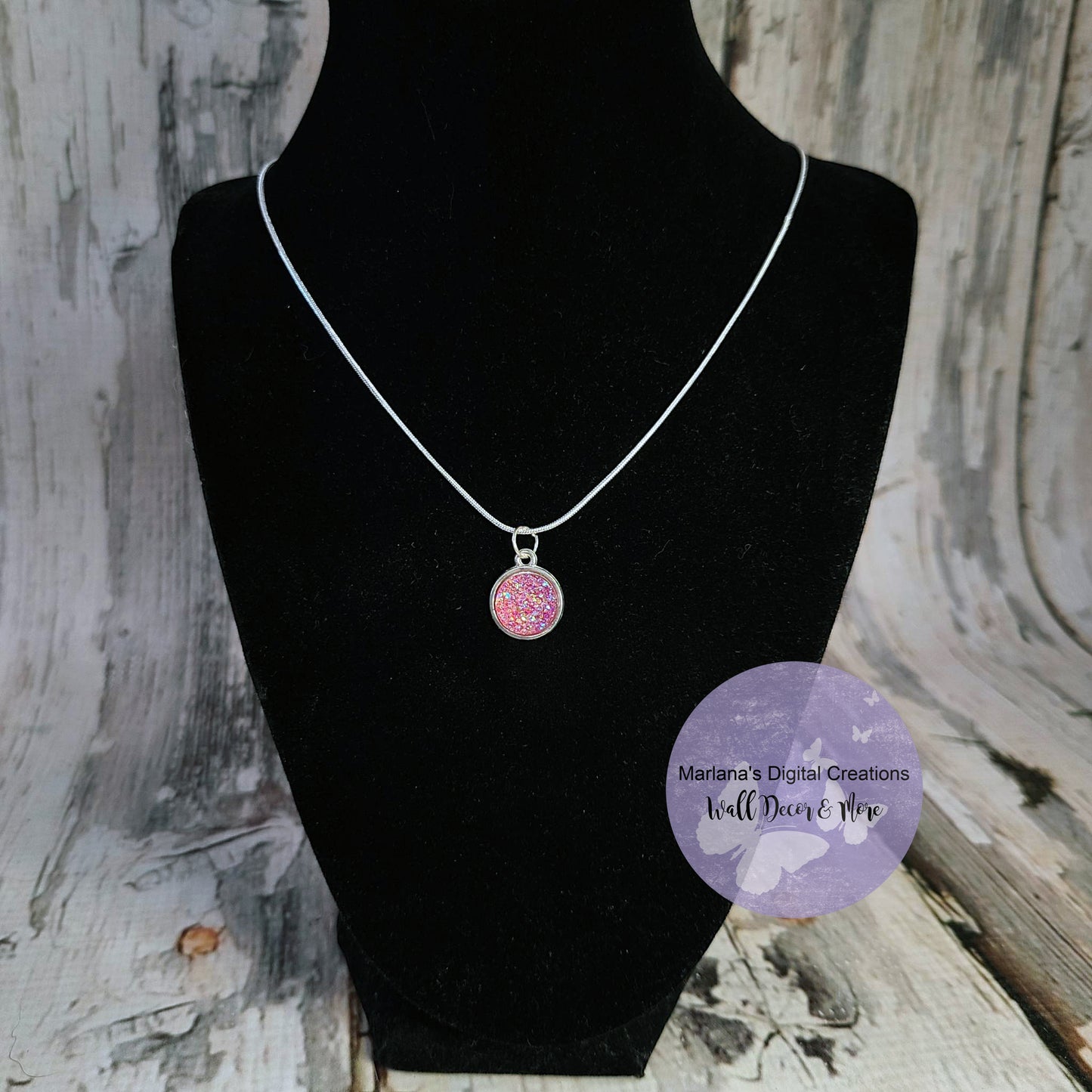 Pink Druzy Necklace