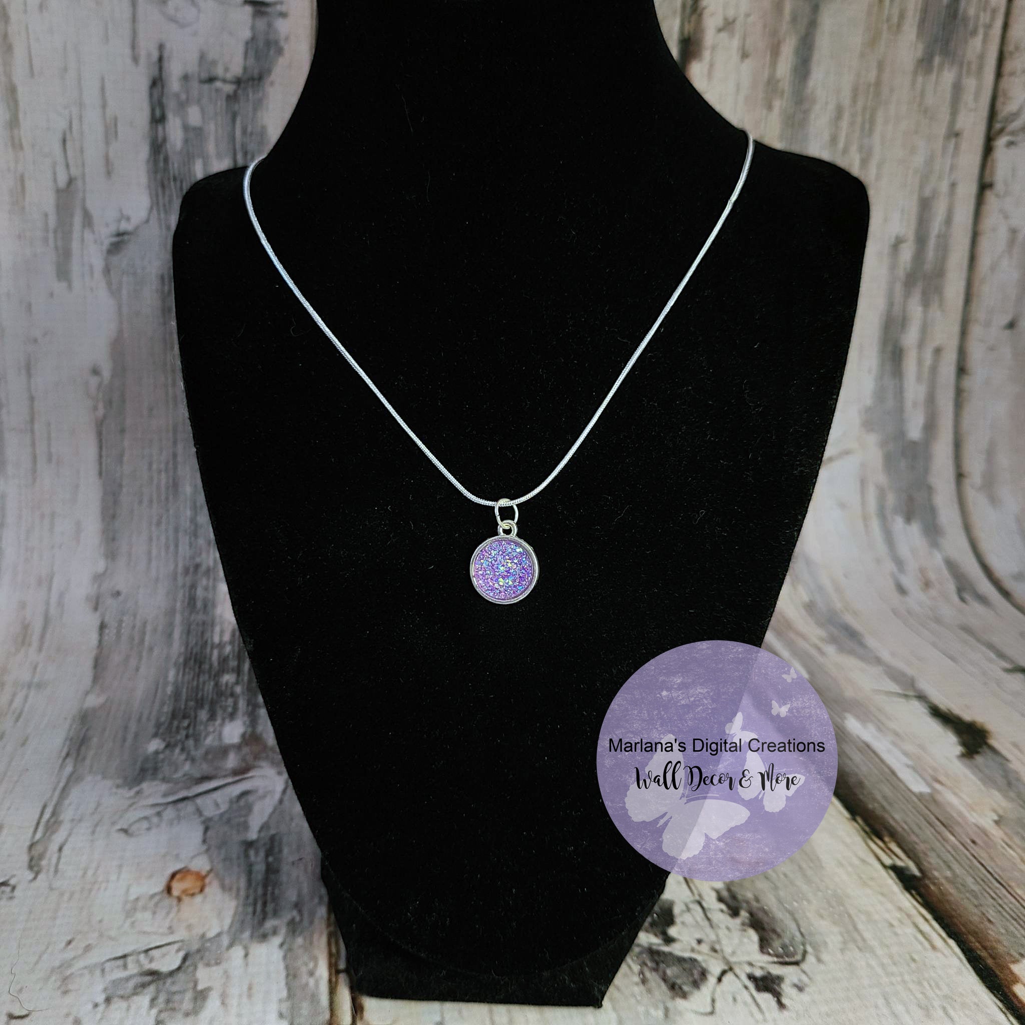 Purple druzy sale necklace