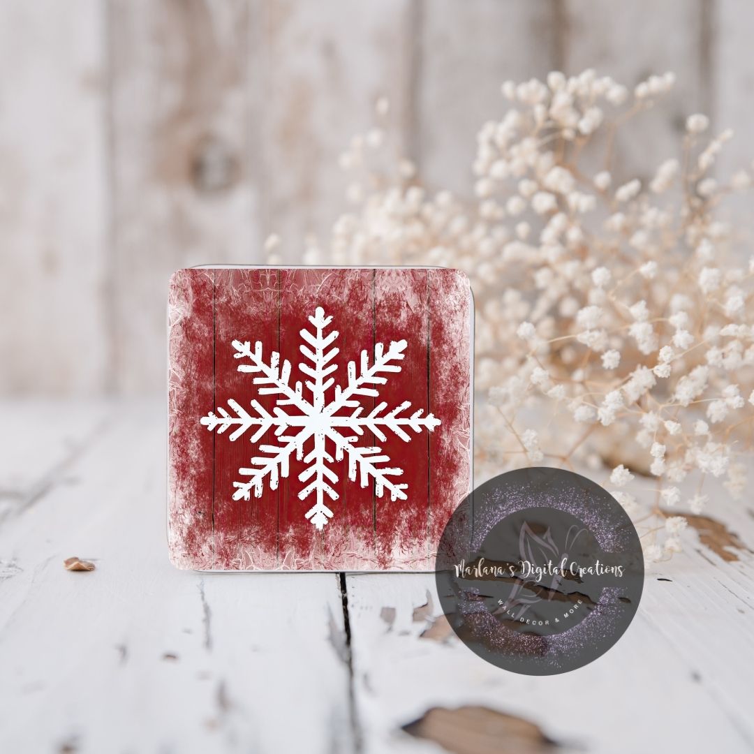 Red Christmas Snowflake 1 Coaster