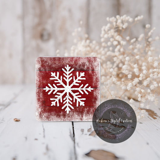 Red Christmas Snowflake 3 Coaster