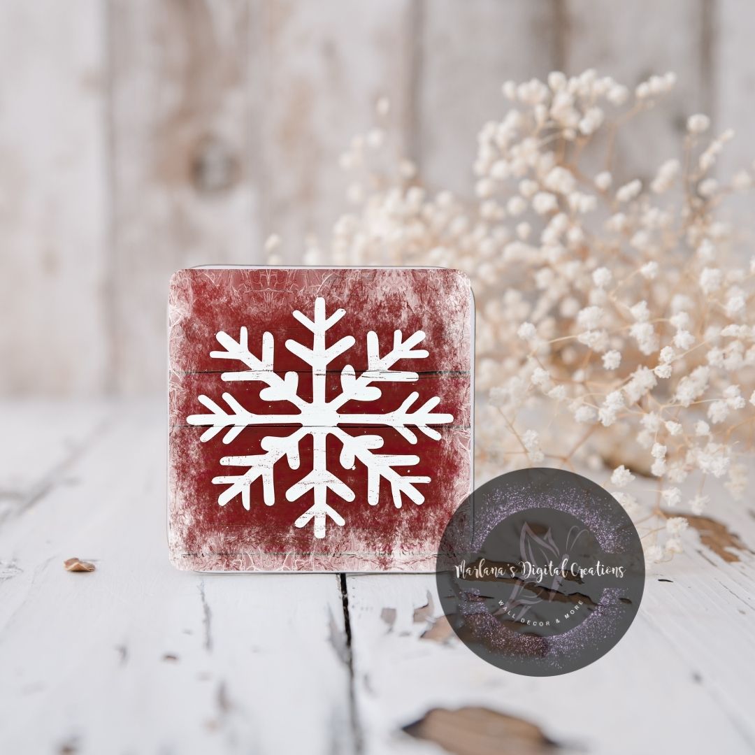 Red Christmas Snowflake 4 Coaster