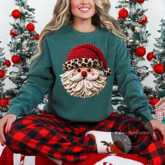Santa In Leopard Printed Hat Yarn Print CPC