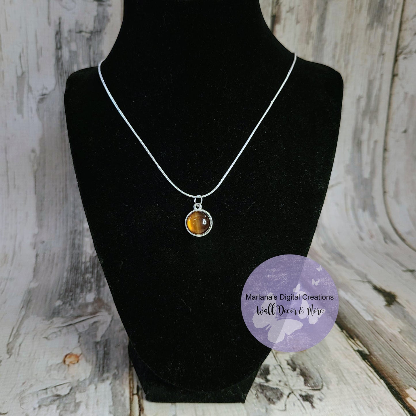 Tiger Eye 2 Stone Carbochon Necklace