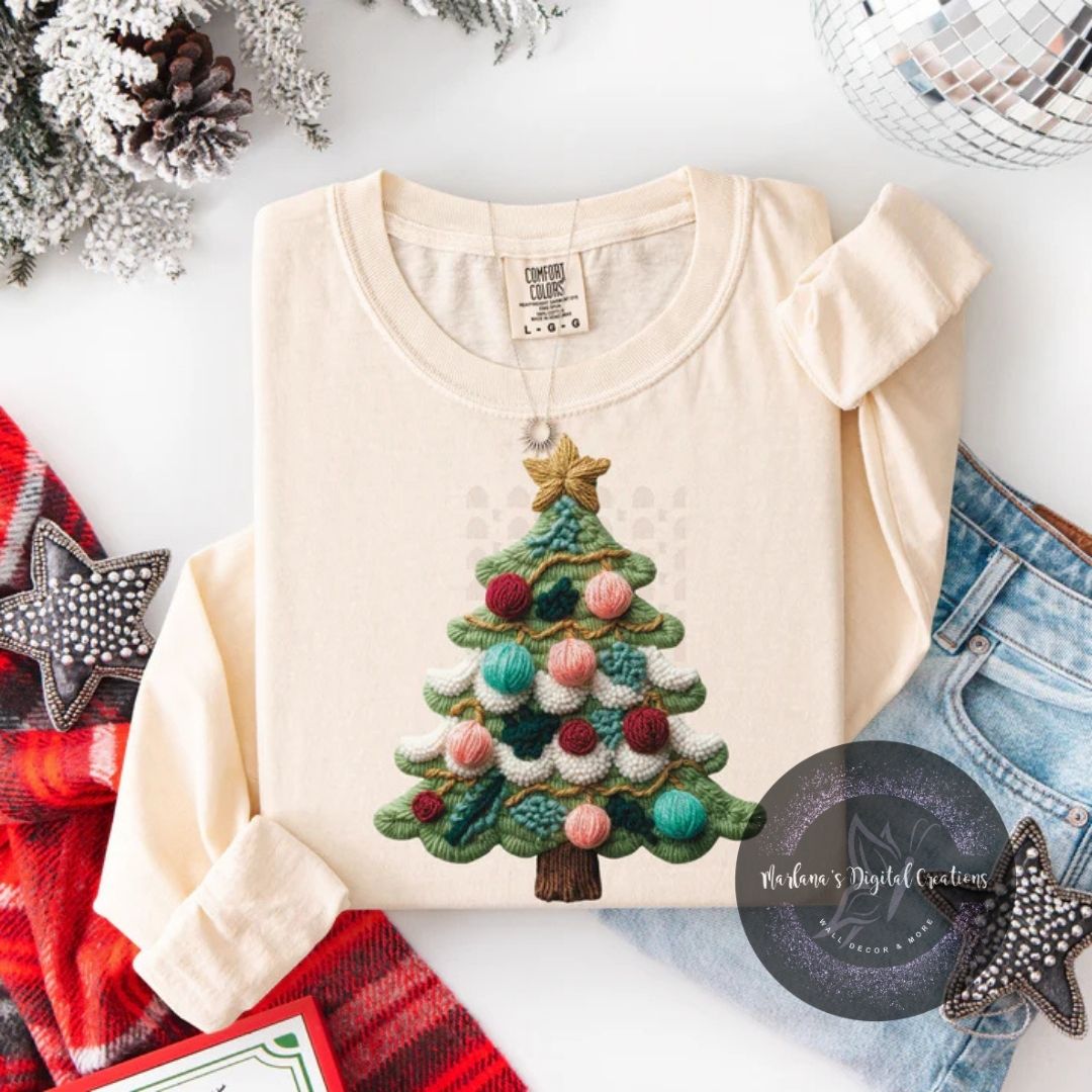 Yarn Christmas Tree With Bulbs CPC