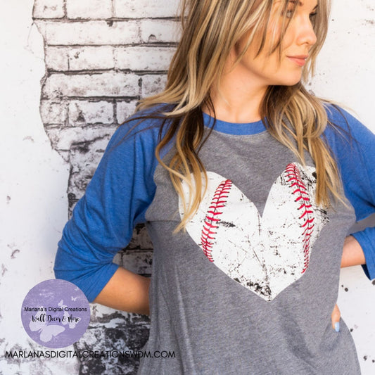 Distressed Baseball Heart HMD - Screen Print