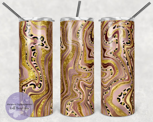 Agate Rose Gold Leopard 20oz Skinny Tumbler