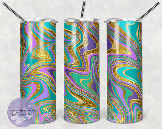 Agate Violet Teal Gold 20oz Skinny Tumbler