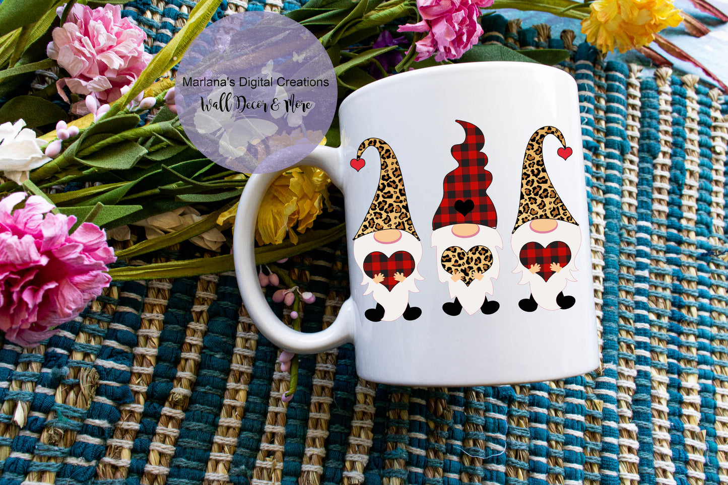 3 Gnomes Cheetah and Red Plaid - Mug