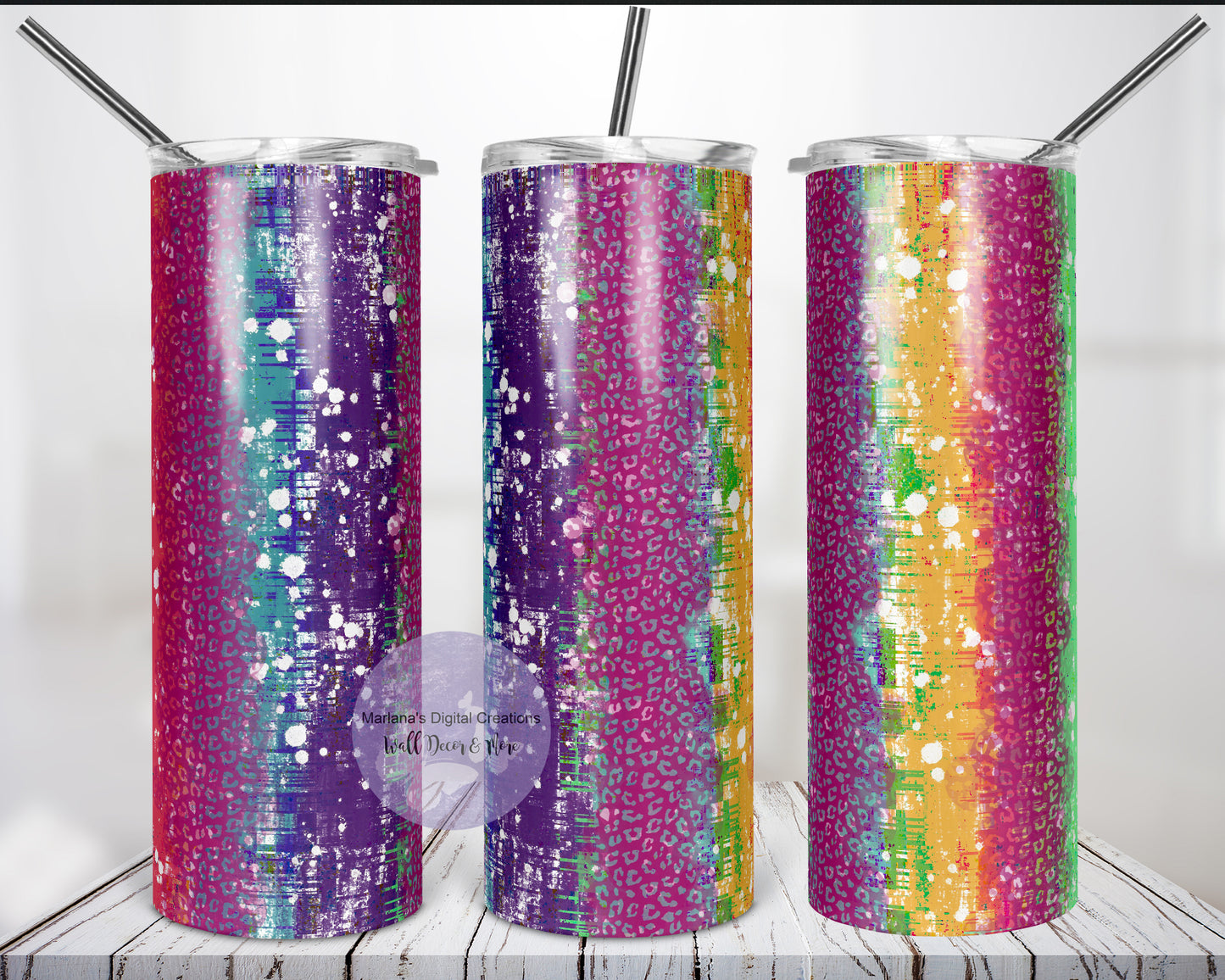 Cheetah Stripes Glitch 20oz Skinny Tumbler