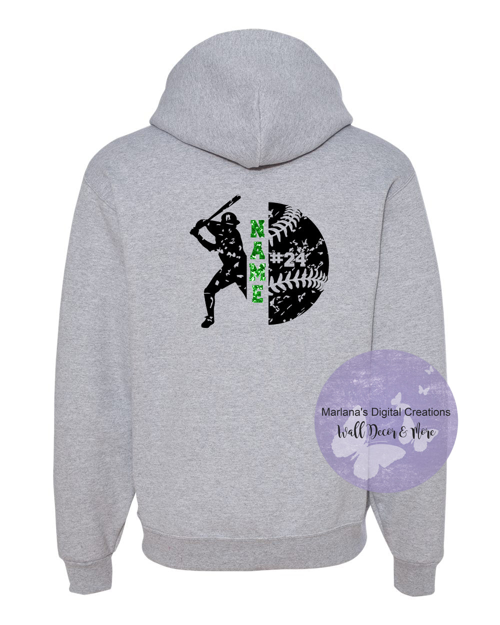 Grayling Baseball Glitter Personalized Unisex Hoodie