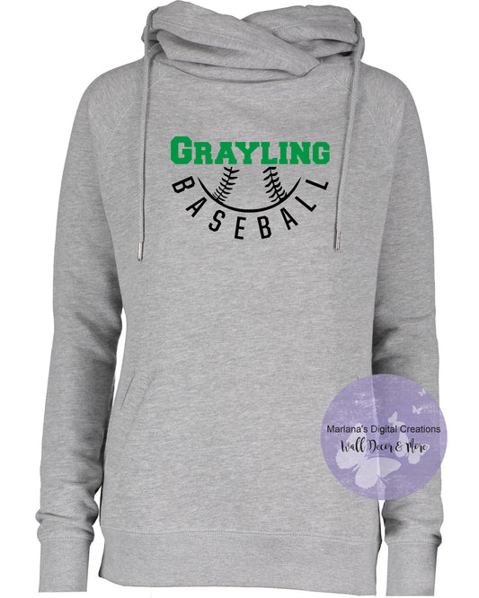 Custom Baseball Screen Print Personalized Funnel Neck Hoodie
