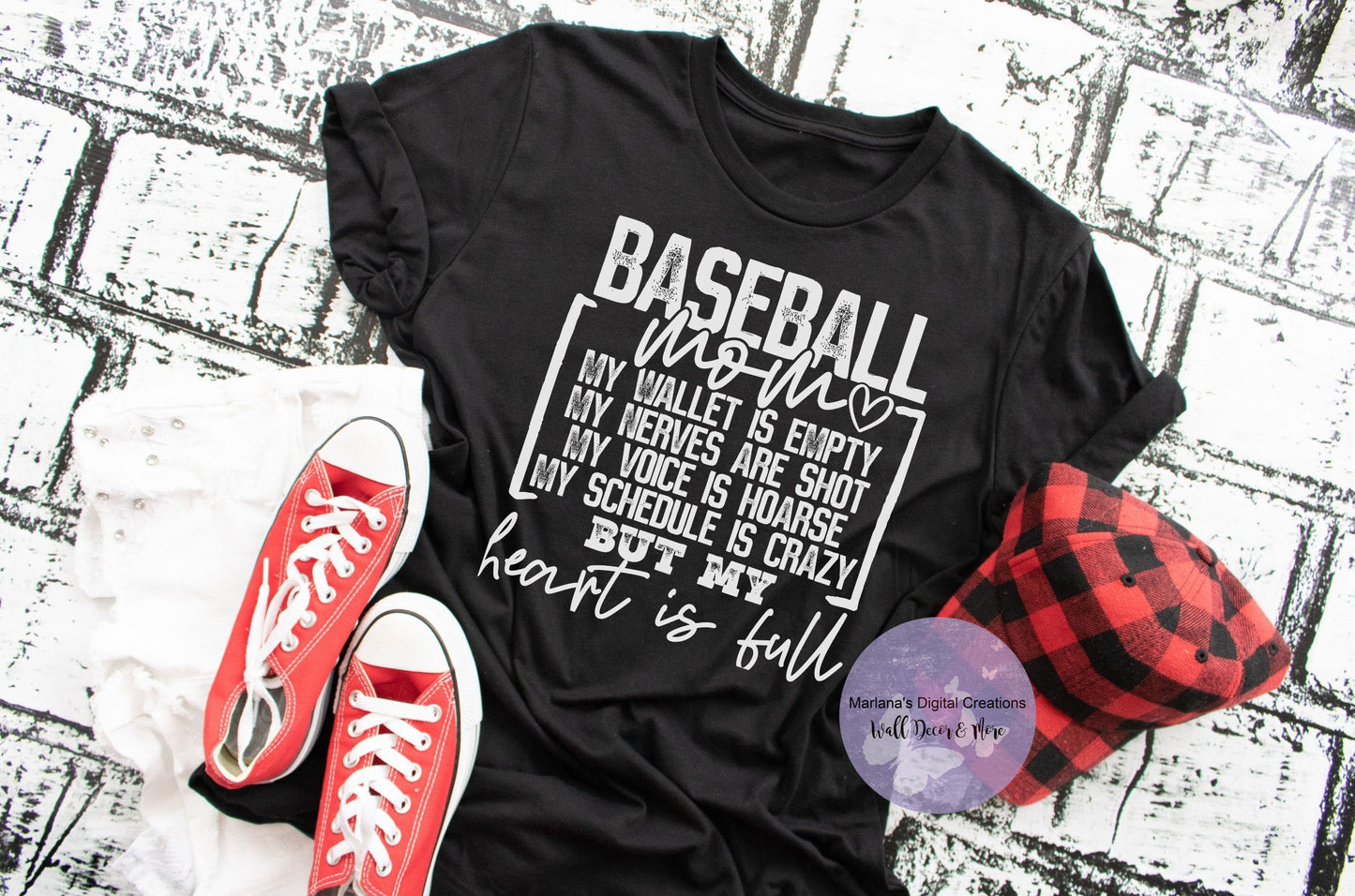 Baseball Mom Heart Is Full HMD - Screen Print