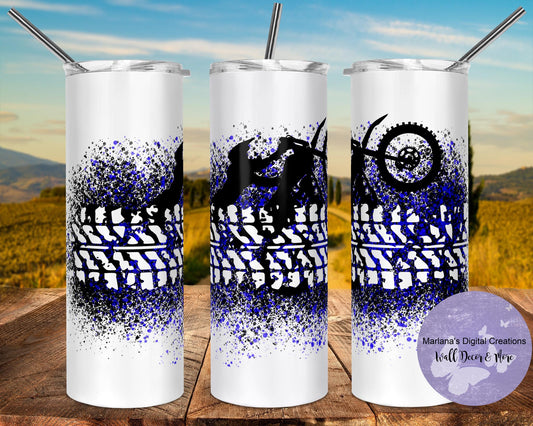 Black Blue Dirt Bike 20oz Skinny Tumbler