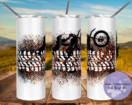 Black Orange Dirt Bike 20oz Skinny Tumbler