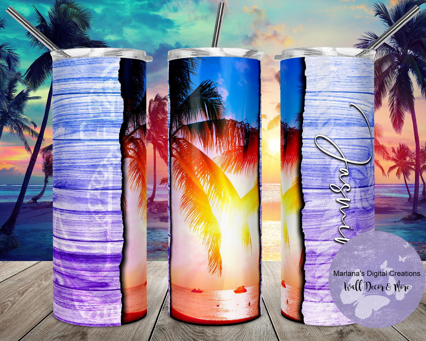 Blue To Purple Beach 20oz Skinny Tumbler