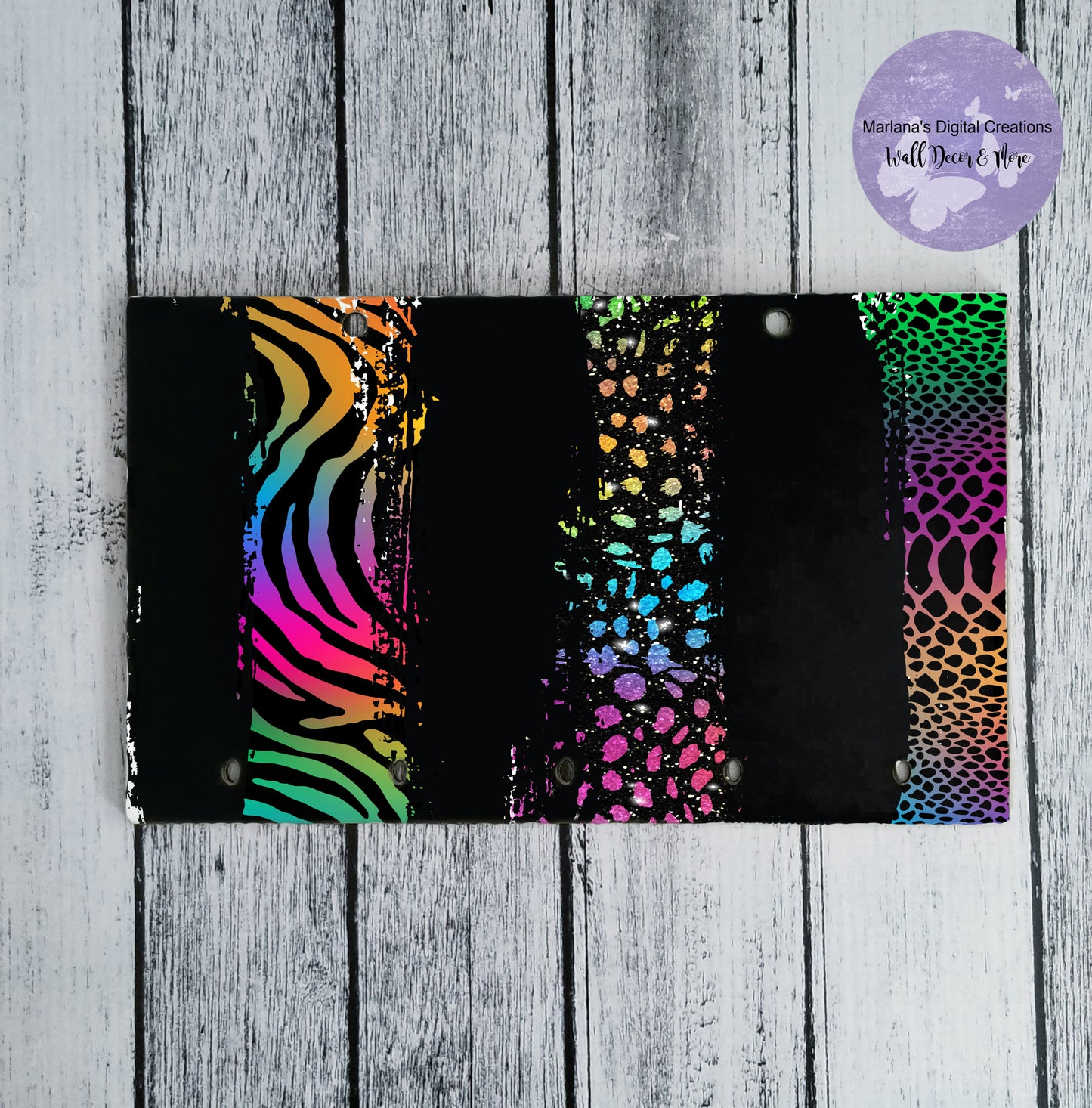 Brush Strokes Rainbow Animal Print 3 Key Rack