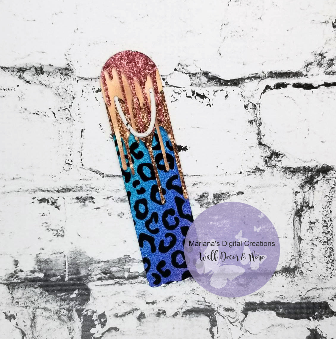 Cheetah Dripping Glitter Bookmark