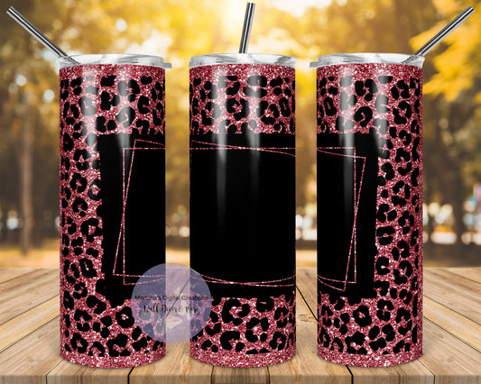 Cheetah Pink Sparkle Border 20oz Skinny Tumbler