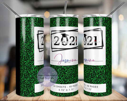 Class of 2021 Green 20oz Skinny Tumbler