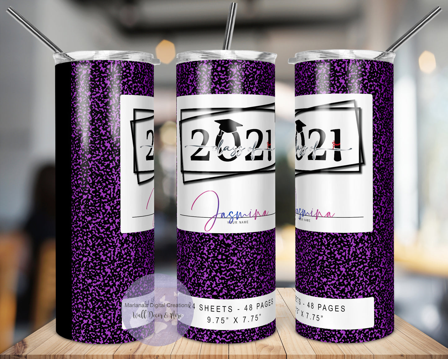 Class of 2021 Purple 20oz Skinny Tumbler