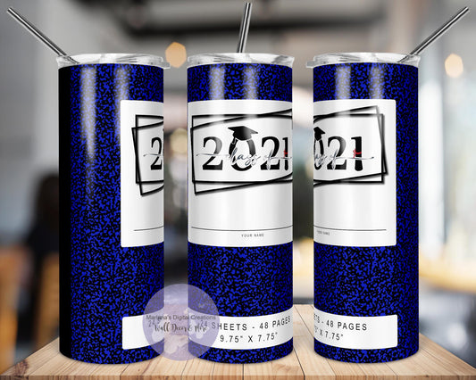 Class of 2021 Royal Blue 20oz Skinny Tumbler